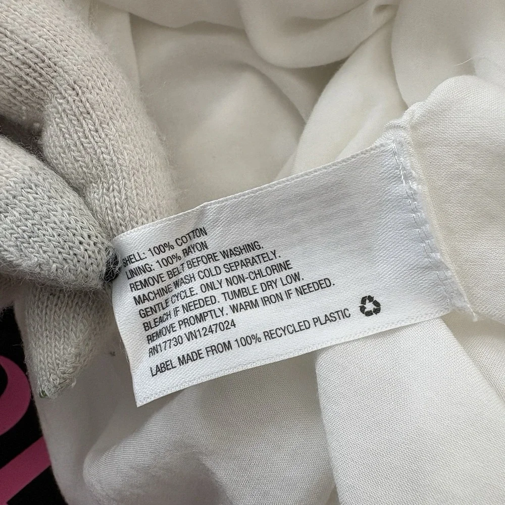 Rhode x Target Poplin One Shoulder Dress Womens‎ Medium White Ruffle Trim Belted